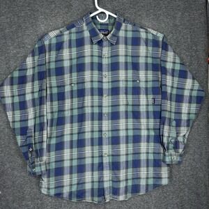 Vintage Patagonia Shirt Mens XL Blue Plaid Flannel 1999 Made in Portugal